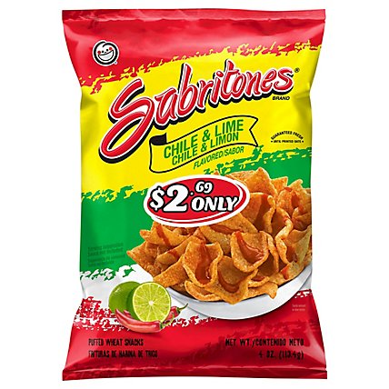 Sabritones Chile & Lime Puffed Wheat Snacks Plastic Bag - 4 Oz - Image 3