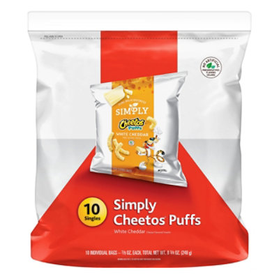 Cheetos Simply Puffs White Cheddar Cheese Flavored Puffed Snacks, 2.5 oz Bag