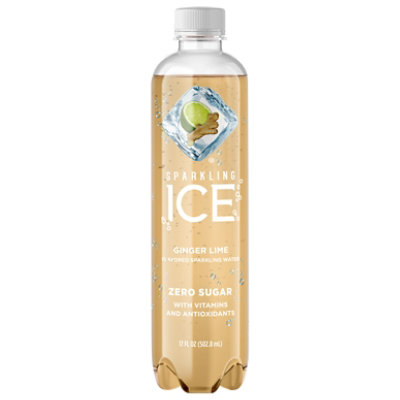 Sparkling Ice Ginger Lime Sparkling Water 17 fl. oz. Bottle - Image 3