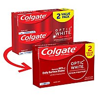 Colgate Optic White Stain Fighter Teeth Whitening Toothpaste Clean Mint Paste - 2-4.2 Oz - Image 2