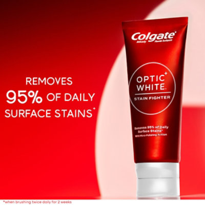 Colgate Optic White Stain Fighter Teeth Whitening Toothpaste Clean Mint Paste - 2-4.2 Oz - Image 2