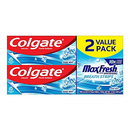 Colgate Max Fresh Toothpaste with Mini Breath Strips Cool Mint - 2-6 Oz - Image 3