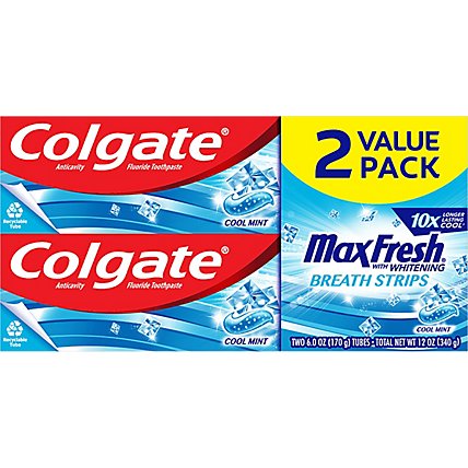 Colgate Max Fresh Toothpaste with Mini Breath Strips Cool Mint - 2-6 Oz - Image 2