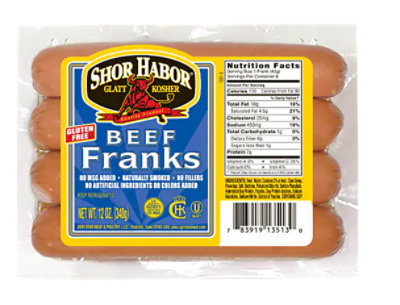 Shor Habor All Beef Hot Dogs - Lb