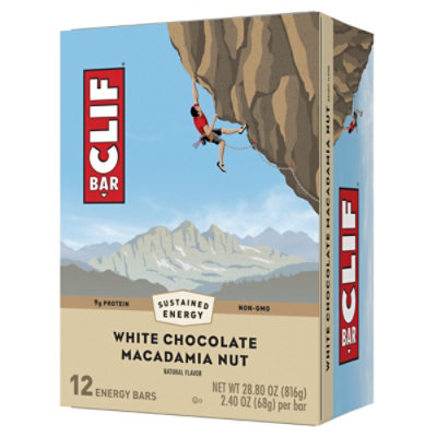 CLIF BAR White Chocolate Macadamia Nut Flavor Energy Bars - 12-2.4 Oz