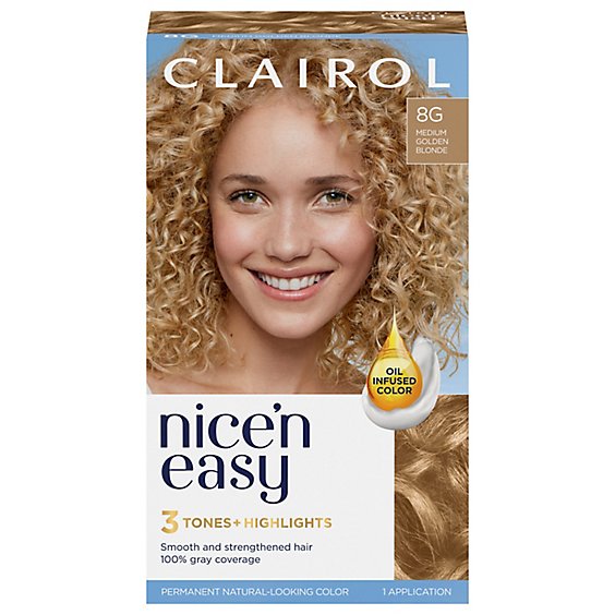 Clairol Nice N Easy Haircolor Permanent Medium Golden Blonde 8G - Each -  Carrs