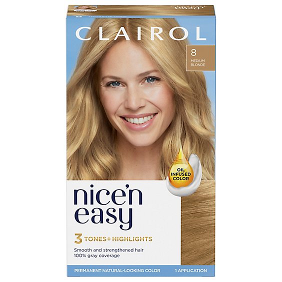 Clairol Nice N Easy Hair Color Permanent Medium Blonde 8 - Each - Carrs