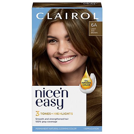 Clairol Nice N Easy Hair Color Permanent Light Ash Brown 6A - Each - Image 1