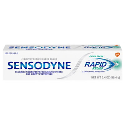 Sensodyne Toothpaste with Fluoride Rapid Relief Extra Fresh - 3.4 Oz