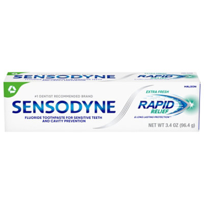 Sensodyne Toothpaste with Fluoride Rapid Relief Extra Fresh - 3.4 Oz
