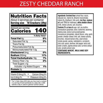Cheez-It Grooves Cheese Crackers Zesty Cheddar Ranch Crunchy Snack Crackers - 3.25 Oz - Image 3