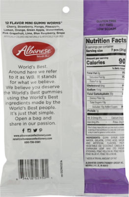 Albanese Gummi Worms Fat Free Gluten Free Low Sodium Mini 12 Flavors - 7.5 Oz - Image 6