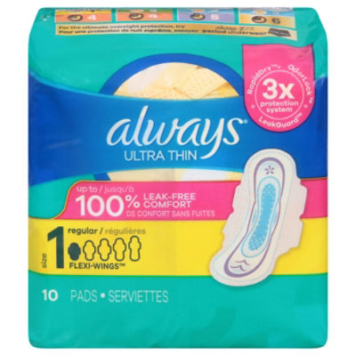 Always Ultra Thin Pads Regular Absorbency With Wings Size 1 Unscented - 10 Count - Image 2