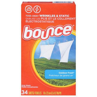 Bounce Fabric Softener Dryer Sheets, Outdoor Fresh Scent, 34 Count