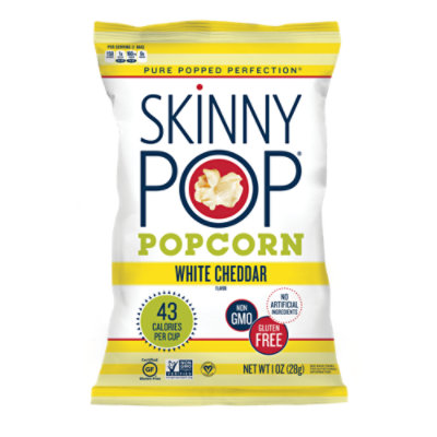 SkinnyPop Dairy Free White Cheddar Popcorn Individual Snack Size Bag - 1 Oz