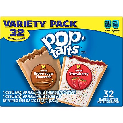 Pop Tarts Toaster Pastries Brown Sugar Cinnamon & Strawberry Variety Pack  32 Count - 57.5 Oz - Image 2