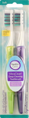 Signature Select/Care Toothbrush Battery Operated VibraClean Deep Cleaning Soft - 2 Count - Image 2