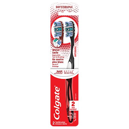 Colgate 360° Advanced Optic White Manual Toothbrush Soft - 2 Count - Image 1
