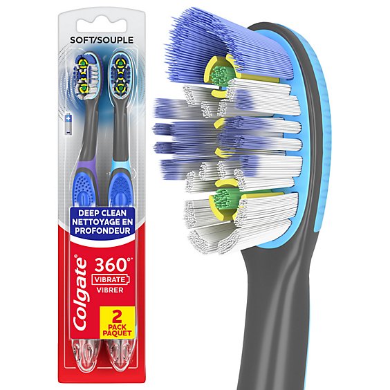 Colgate 360 Total Advanced Floss Tip Sonic Powered Vibrating Toothbrush Soft - 2 Count