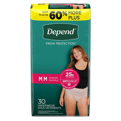 Depend Fresh ProteCountion Adult Medium Blush Absorbency Incontinence Underwear - 30 Count - Image 7