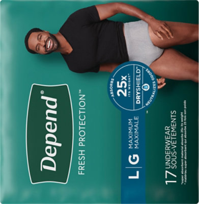 Depend Fresh ProteCountion Adult Large Grey Absorbency Incontinence Underwear - 17 Count - Image 7