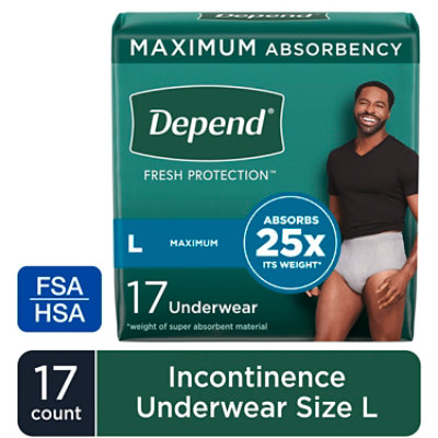 Depend Fresh ProteCountion Adult Large Grey Absorbency Incontinence Underwear - 17 Count