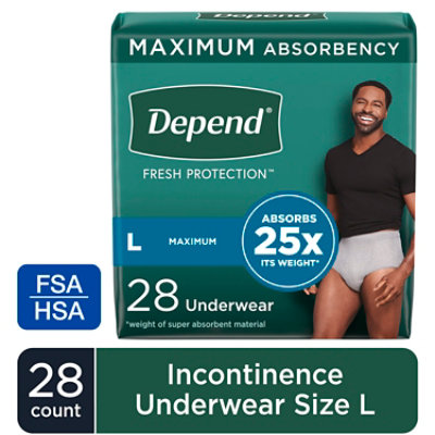 Depend Fresh Protection Adult Large Grey Absorbency Incontinence Underwear - 28 Count - Image 1