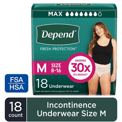 Depend Fresh Protection Adult Medium Blush Absorbency Incontinence Underwear - 18 Count