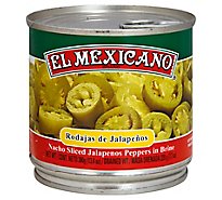 El Mexicano Jalapenos Sliced Nacho Pepper in Brine Can - 13.4 Oz