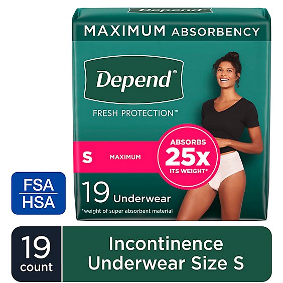Depend Fresh ProteCountion Adult Small Blush Absorbency Incontinence Underwear - 19 Count