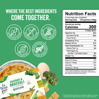 La Terra Fina Cheddar And Broccoli Quiche - 23 Oz - Image 3