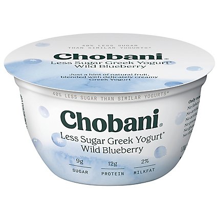 Chobani Yogurt Greek Less Sugar Wild Blueberry - 5.3 Oz