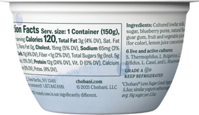 Chobani Less Sugar Wild Blueberry Greek Yogurt - 5.3 Oz - Image 7