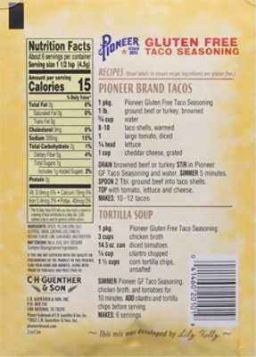 Pioneer Seasoning Taco Gluten Free - 1 Oz - Image 6