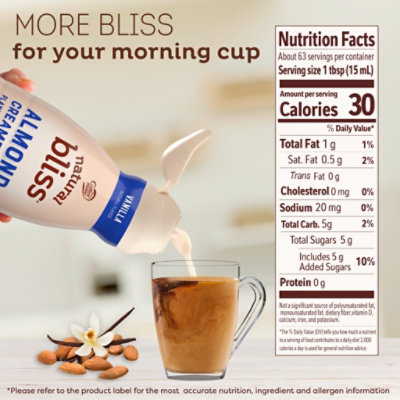 Coffee mate Natural Bliss Vanilla Flavored Plant Based Almond Creamer - 32 Fl. Oz. - Image 2