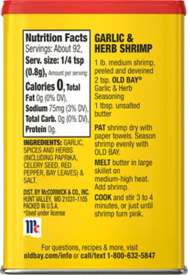 OLD BAY Garlic & Herb Seasoning - 2.25 Oz - Image 5