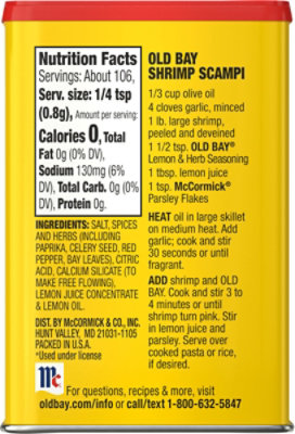 OLD BAY Lemon & Herb Seasoning - 2.37 Oz - Image 5