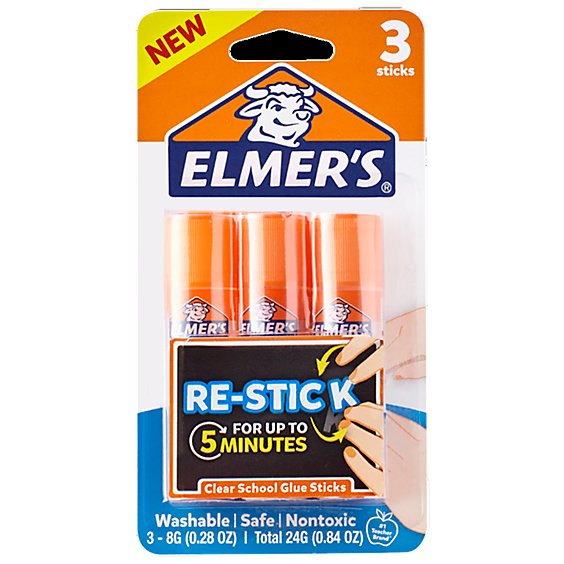 Elnmers Re-Stick Glue Stick - 3 Count - Albertsons