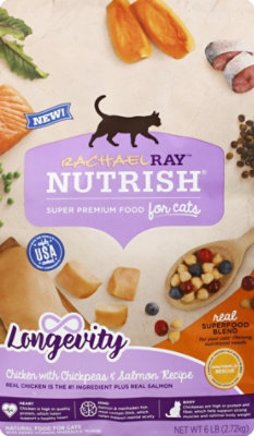 Rachael Ray Nutrish Food for Cats Super Premium Chicken with Chickpeas & Salmon Recipe Bag - 6 Lb - Image 2