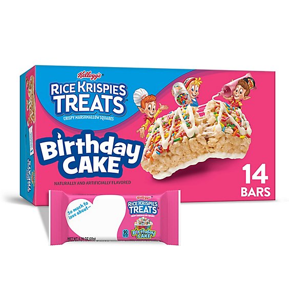 Rice Krispies Treats Marshmallow Snack Bars Kids Snacks Birthday Cake 14 Count - 10.9 Oz