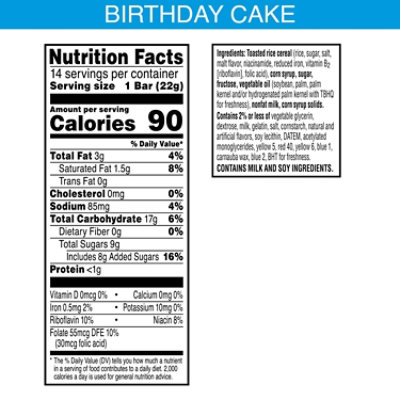 Rice Krispies Treats Marshmallow Snack Bars Kids Snacks Birthday Cake 14 Count - 10.9 Oz - Image 6