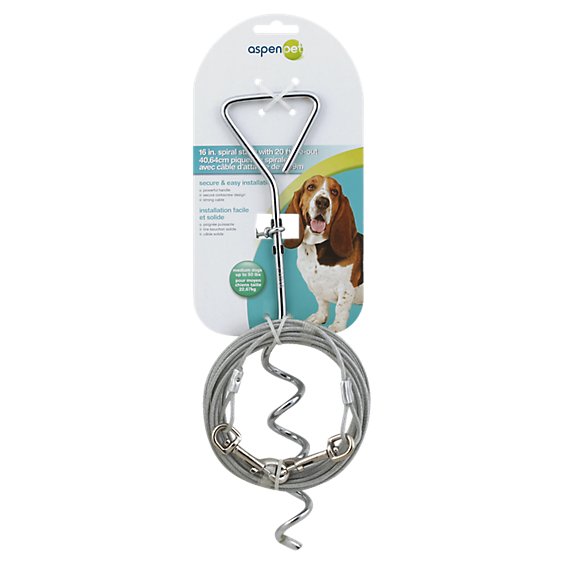 Aspenpet Spiral Stake 16 Inches with Tie Out Pack - Each
