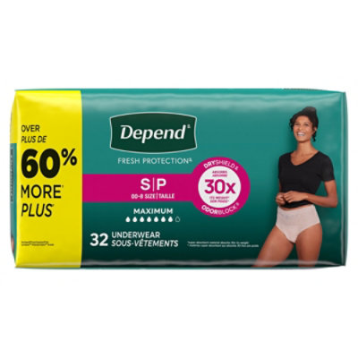 Depend Fresh ProteCountion Adult Small Blush Absorbency Incontinence Underwear - 32 Count - Image 8