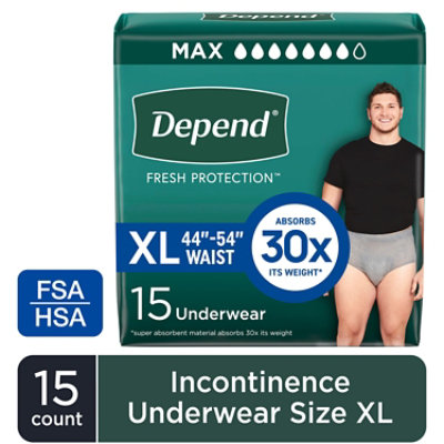 Depend Fresh Protection Adult Extra-Large Grey Absorbency Incontinence Underwear - 15 Count
