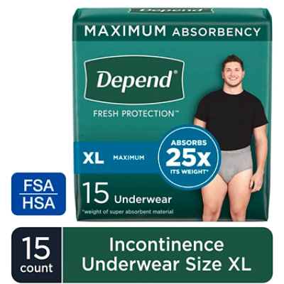 Depend Fresh ProteCountion Adult Extra-Large Grey Absorbency Incontinence Underwear - 15 Count - Image 1