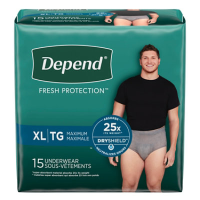 Depend Fresh ProteCountion Adult Extra-Large Grey Absorbency Incontinence Underwear - 15 Count - Image 7