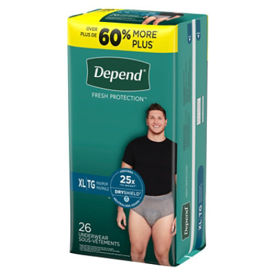 Depend Fresh ProteCountion Adult Extra-Large Grey Absorbency Incontinence Underwear - 26 Count - Image 8