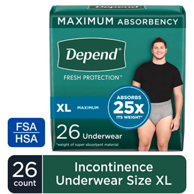 Depend Fresh ProteCountion Adult Extra-Large Grey Absorbency Incontinence Underwear - 26 Count - Image 1