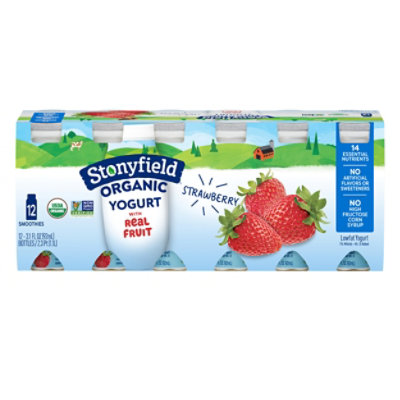 Stonyfield Organic Lowfat Strawberry Yogurt Smoothie - 12-3.1 Oz - Image 2