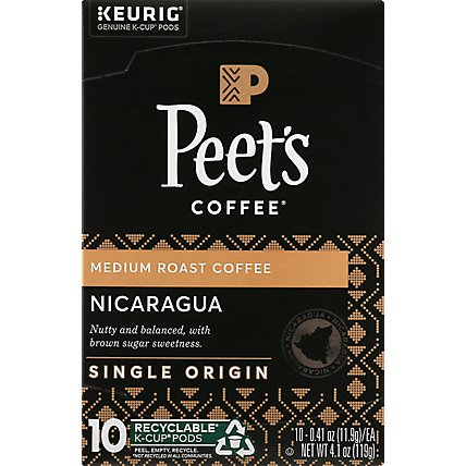 Peet's Coffee Single Origin Nicaragua Medium Roast K Cup Pods - 10 Count - Image 2